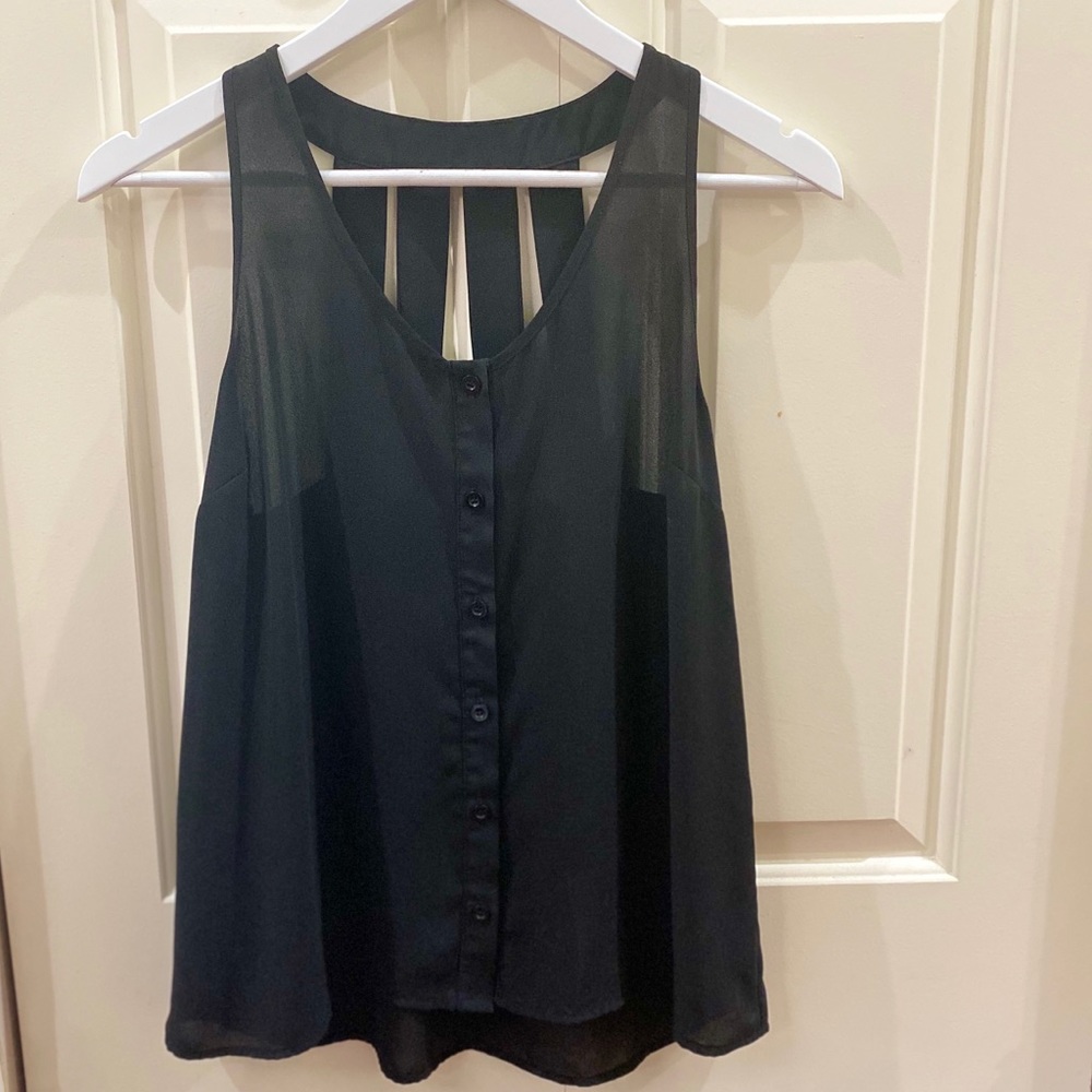 Forever 21 Sheer Black Blouse Size Medium